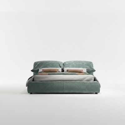 Green bedroom bed designer double bed luxury material wooden frame