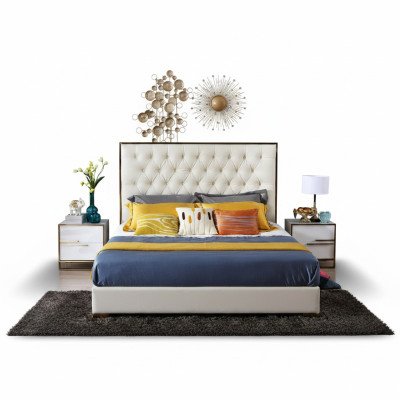 White Chesterfield Large Bed Bedroom Furniture Designer Beds New