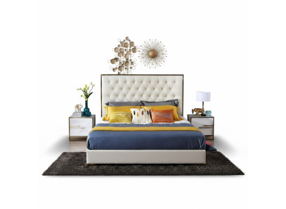 White Chesterfield Large Bed Bedroom Furniture Designer Beds New