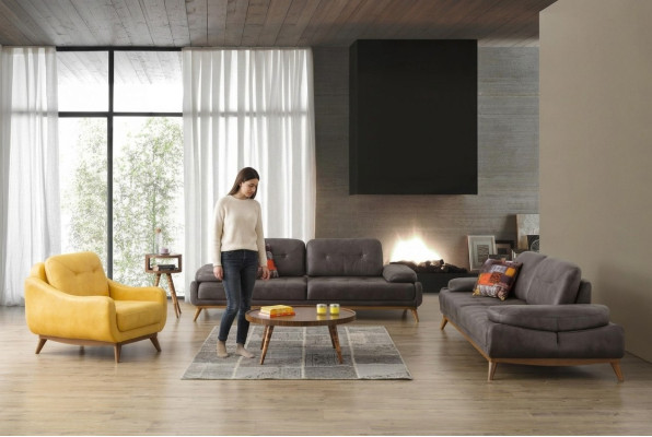 Stylish Living Room Designer Suite Three-Seater Modern Armchair 2-Piece Set