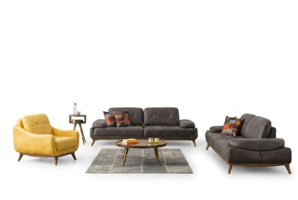 Stylish Living Room Designer Suite Three-Seater Modern Armchair 2-Piece Set