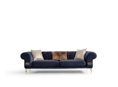 Blue living room couch designer 3-seater upholstered couches seating furniture new