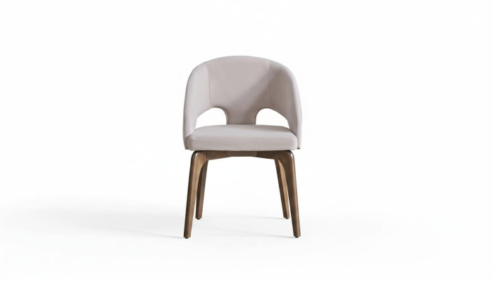 White dining chair, stylish single-seater upholstered chairs, modern wooden legs