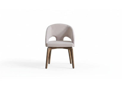 White dining chair, stylish single-seater upholstered chairs, modern wooden legs