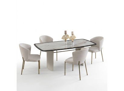 White Dining Room Set Designer Dining Table 4x Chairs Wood Furniture Luxury 5 Pieces