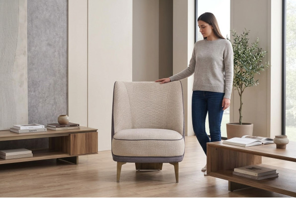 Beige armchair living room furniture noble upholstered armchair designer 1-seater