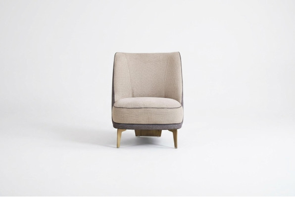 Beige armchair living room furniture noble upholstered armchair designer 1-seater