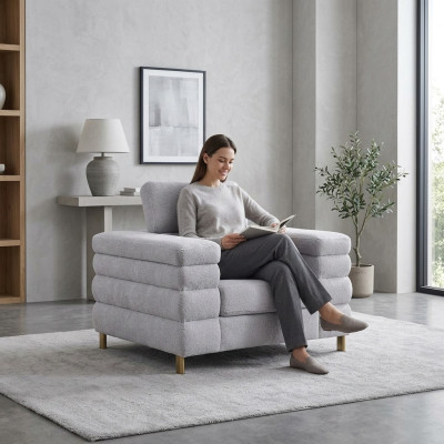 Gray modern armchair upholstery single-seater living room furniture 1-seater