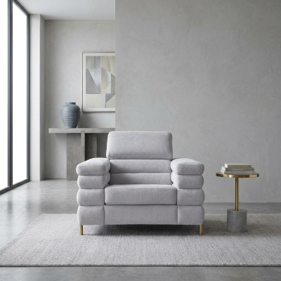 Gray modern armchair upholstery single-seater living room furniture 1-seater