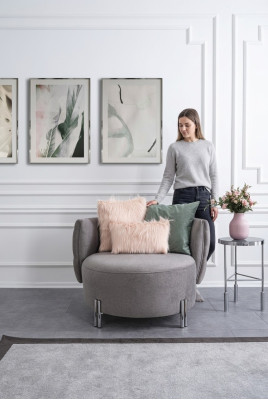 Gray upholstered armchair living room single-seater fabric armchair lounge furniture