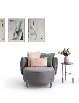 Gray upholstered armchair living room single-seater fabric armchair lounge furniture