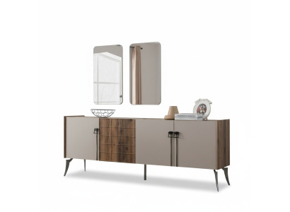 Modern beige set luxury sideboard 2x mirror wooden furniture sideboard