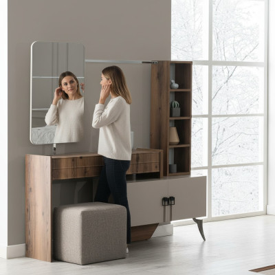 Modern bedroom wooden dressing table with mirror designer luxury furniture