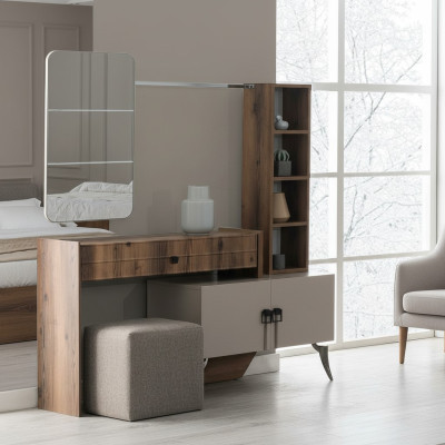 Modern bedroom wooden dressing table with mirror designer luxury furniture