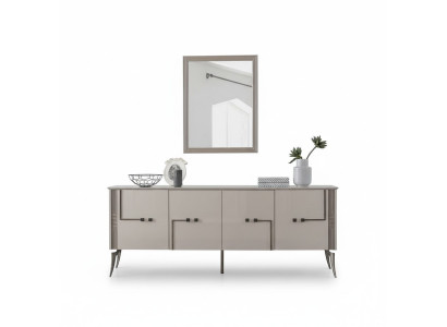 Modern dining room set designer sideboard 4-door luxury mirror 2-piece