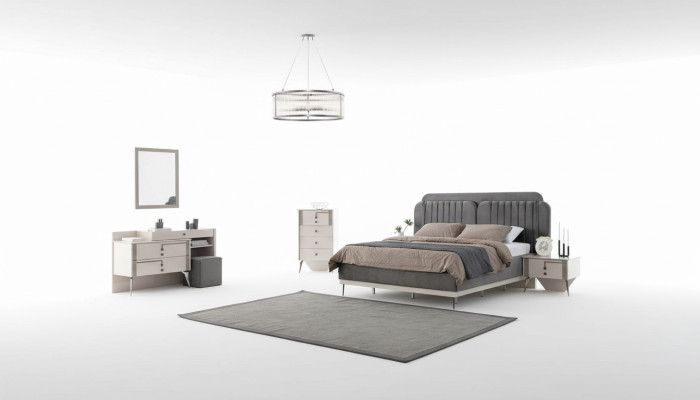 Bedroom complete set bed 2x nightstands luxury furniture 7 pieces