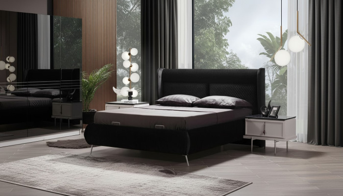 Designer beds luxury bed 2 bedside tables 3-piece bedroom new set