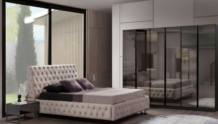 Luxurious bedroom set designer furniture luxury bed wood wardrobe