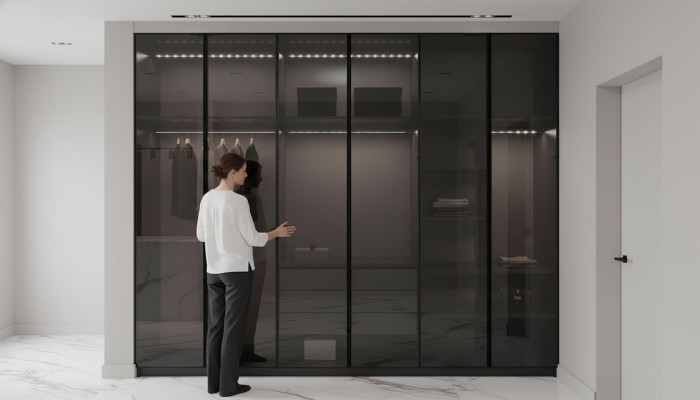 Modern grey wardrobe bedroom cabinets designer furniture