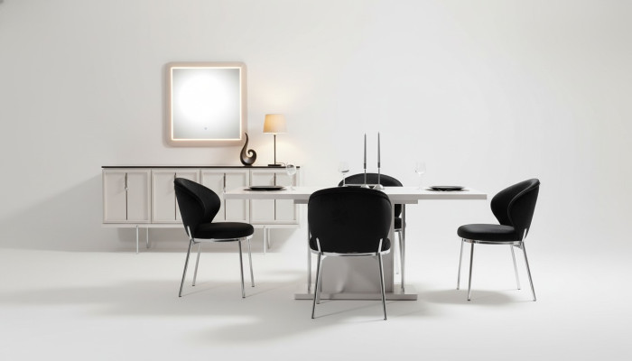 Dining Room Set Modern Set Dining Table 4x Upholstered Chairs Sideboard 7 pieces