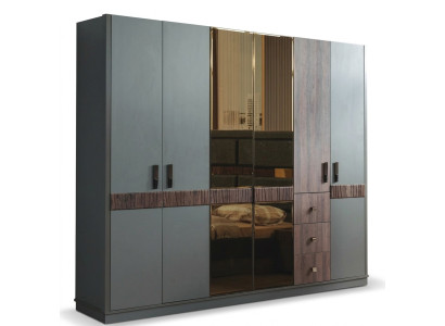 Gray large wardrobe bedroom wooden cabinets luxury furniture new
