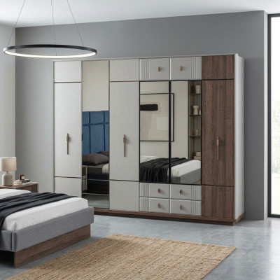 Large white wardrobe stylish bedroom wood luxury cabinets