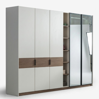 White bedroom wardrobe luxury modern closet with sliding doors