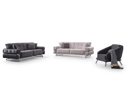 Gray sofa set living room sofas three-seater armchair complete set 3-piece.