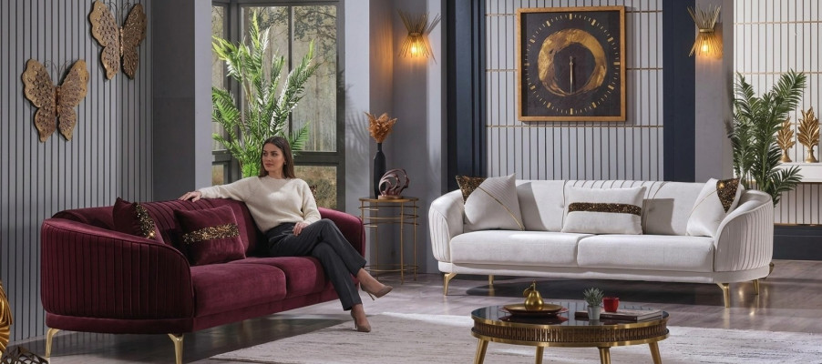 Designer upholstered sofa set three-seater living room couches modern furniture