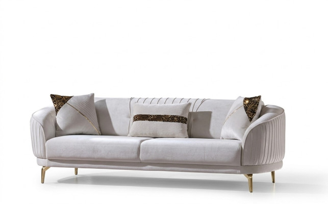 White stainless steel three-seater living room furniture upholstered sofas luxury furniture sofa velvet