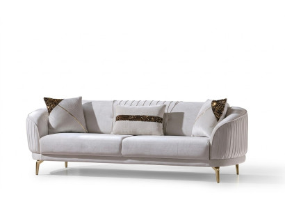 White stainless steel three-seater living room furniture upholstered sofas luxury furniture sofa velvet