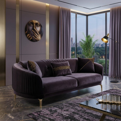 Three-seater sofa modern living room couch black designer upholstered sofas