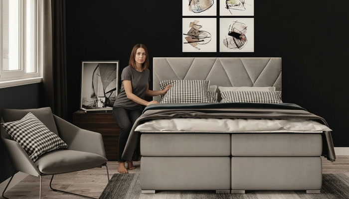 Luxury bedroom bed upholstery fabric design double bed furniture box spring bed