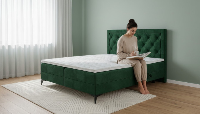 Luxury Upholstered Bed Box Spring Bed Double Bed Upholstered Fabric Design Bed Furniture