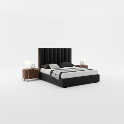 Complete modern bedroom set designer bed + 2x bedside tables 3-piece set