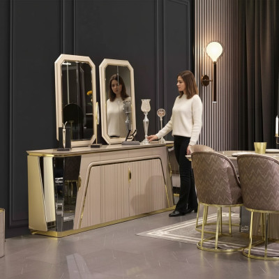 Modern dining room set dining table sideboard with mirror new luxury furnishing new