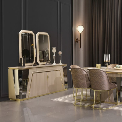 Modern dining room set dining table sideboard with mirror new luxury furnishing new