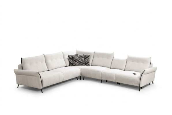 White L-shaped sofa living room upholstered textile sofa couch modern furniture