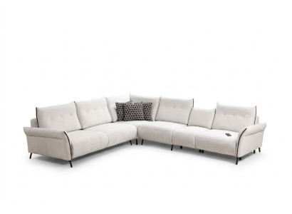 White L-shaped sofa living room upholstered textile sofa couch modern furniture