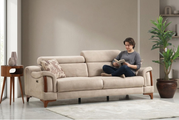 Three-seater sofa couch living room designer furniture modern upholstery textile