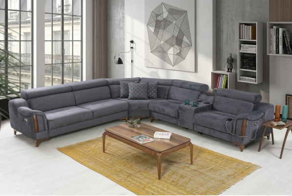 Gray corner sofa living room luxury sofa L-shape modern design furniture textile
