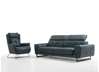 2-piece sofa set comprising three-seater sofa couch living room designer armchair textile furniture