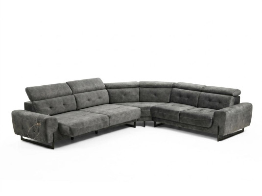 Gray corner sofa designer living room sofa couch L-shape upholstery luxury furniture modern