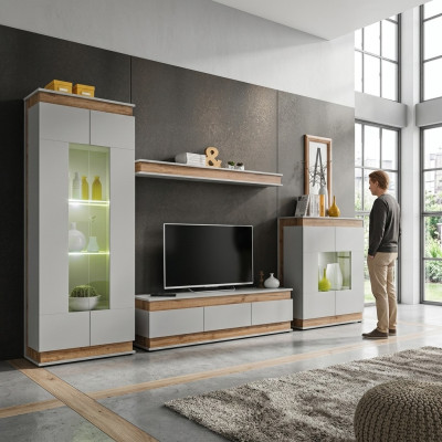 Gray design wooden TV furniture for living room 4 pieces