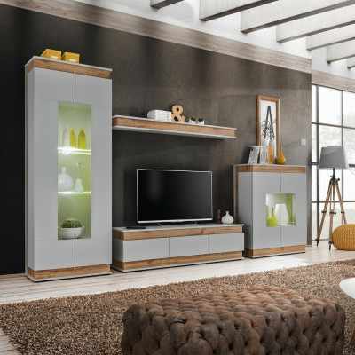 Gray design wooden TV furniture for living room 4 pieces