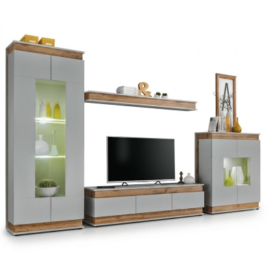 Gray design wooden TV furniture for living room 4 pieces