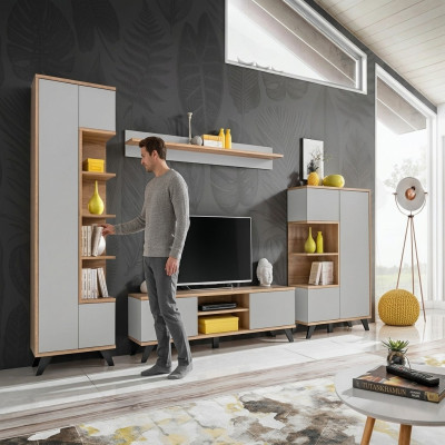 Luxury 4-piece living room furniture set with TV stand and shelf
