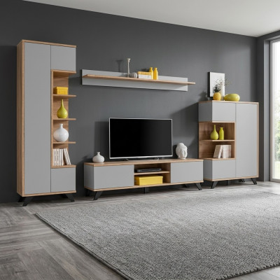 Luxury 4-piece living room furniture set with TV stand and shelf