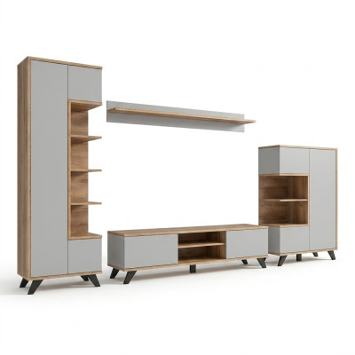 Luxury 4-piece living room furniture set with TV stand and shelf
