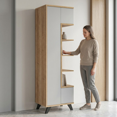 White bookshelf living room luxury bookcase furniture shelf wood design
